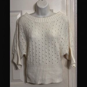 TAKEOUT Ivory Knitted Batwing Doleman Sweater Medium